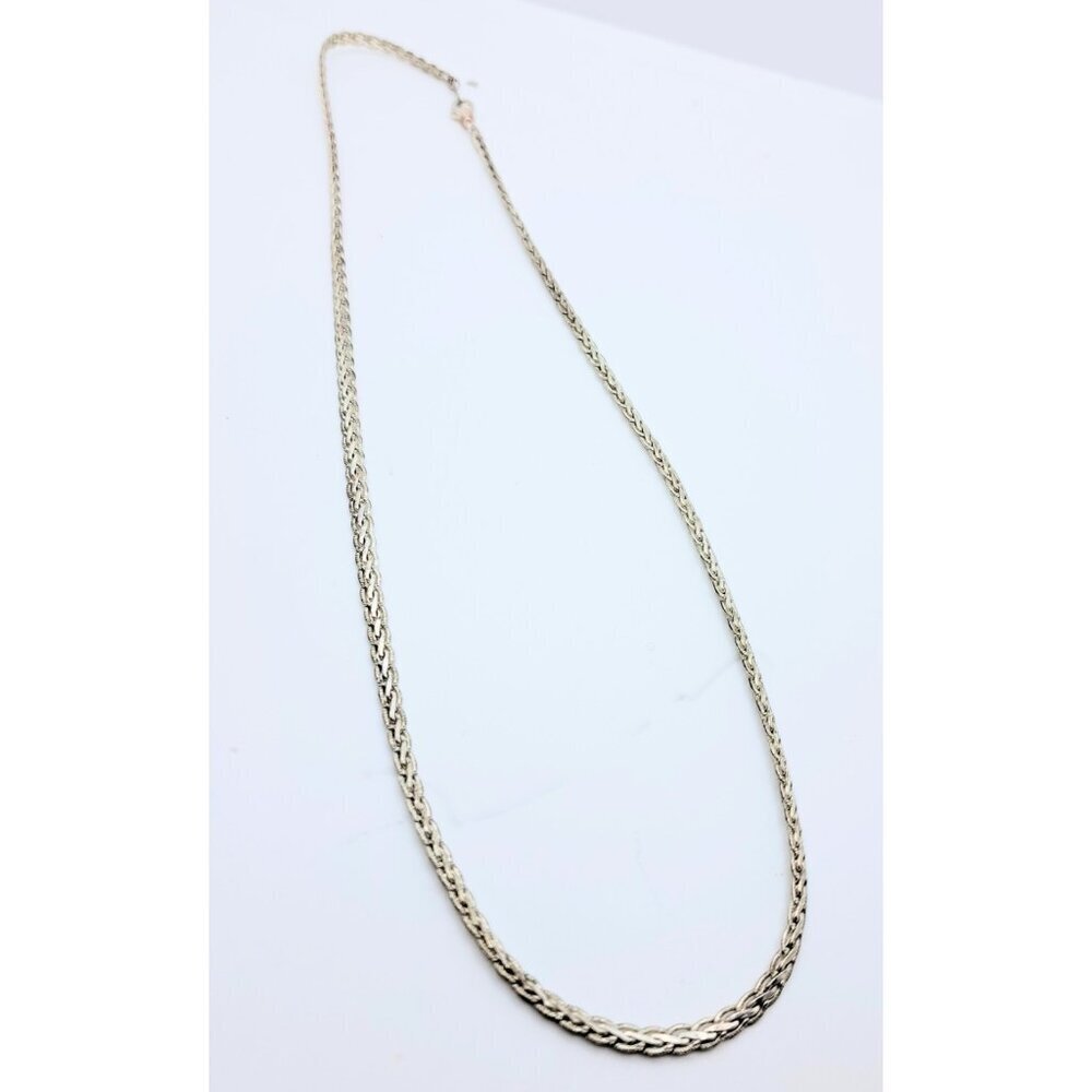 Vintage Silver Toned Braided‎ Chain Necklace Costume Fashion Jewelry
